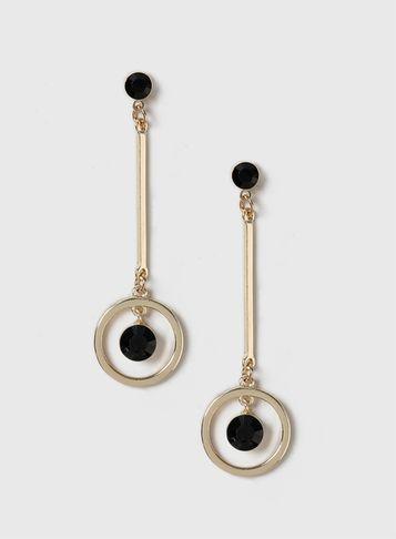 Dorothy Perkins Black Circle Bar Drop Earrings