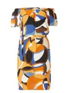 Dorothy Perkins Rust And Ivory Geo Print Bardot Dress