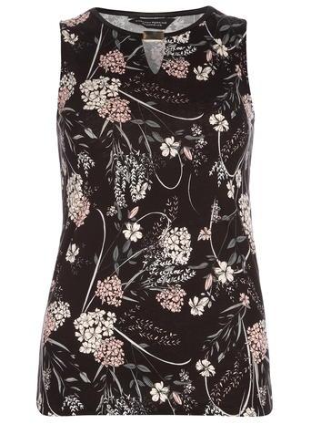 Dorothy Perkins Black Floral Metal Bar Shell Top