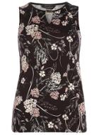 Dorothy Perkins Black Floral Metal Bar Shell Top