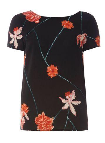 Dorothy Perkins *vero Moda Black Floral Print V-back Top