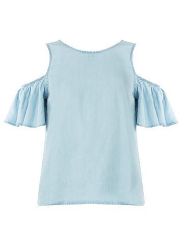 Dorothy Perkins *noisy May Blue Scoop Neck Denim Top