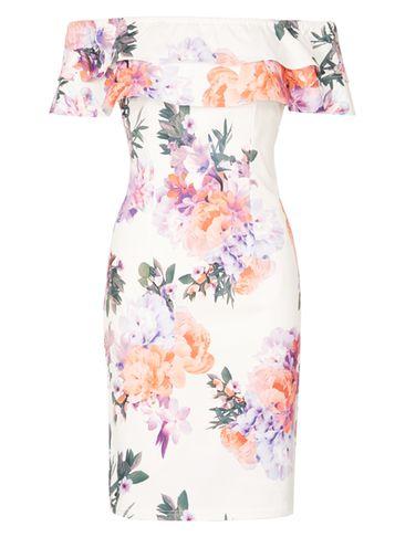 Dorothy Perkins *izabel London White Floral Mini Bodycon Dress
