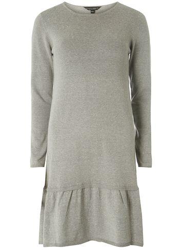 Dorothy Perkins Grey Frill Hem Knitted Dress