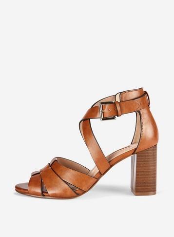 Dorothy Perkins Tan Strap Two Part Heeled Sandals