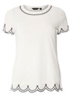 Dorothy Perkins White Embroidered Hem T-shirt