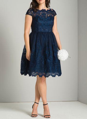 Dorothy Perkins *chi Chi London Curve Navy Baroque Midi Skater Dress