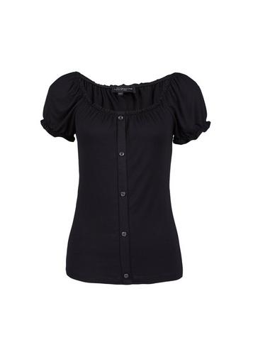 Dorothy Perkins Black Button Through Milkmaid Bardot Top