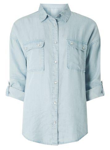 Dorothy Perkins Light Wash Tencel Popper Denim Shirt