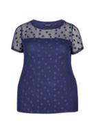 Dorothy Perkins *dp Curve Navy Spotted Lace Top