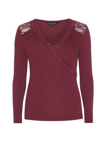 Dorothy Perkins Berry Lace Trim V Neck Top