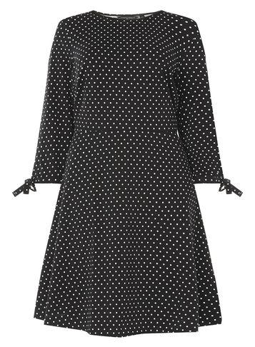 Dorothy Perkins Dp Curve Black Spot Print Jersey Fit And Flare Dress