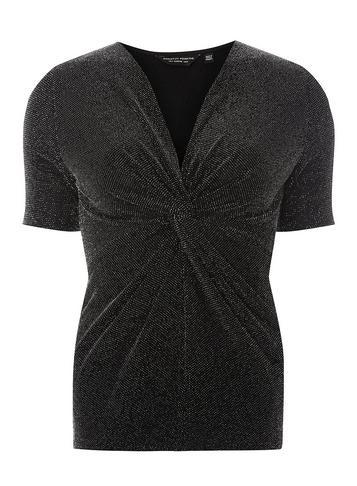 Dorothy Perkins Silver Sparkle Twist Detail Wrap Top
