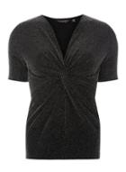 Dorothy Perkins Silver Sparkle Twist Detail Wrap Top