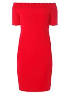 Dorothy Perkins Red Shirred Bardot Bodycon Dress