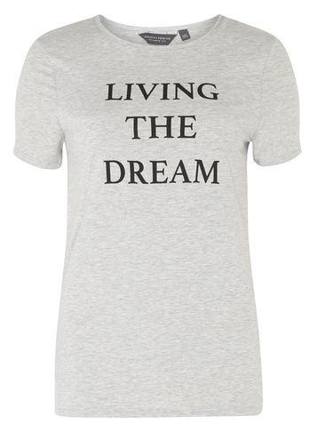 Dorothy Perkins *tall Grey 'living The Dream' Motif T-shirt