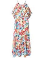 Dorothy Perkins *ivory Floral Tropical Print Maxi Dress