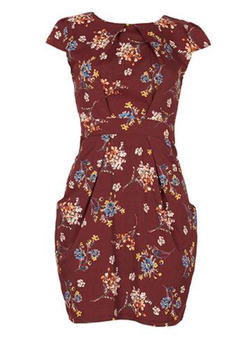 Dorothy Perkins *blue Vanilla Wine Floral Print Tulip Bodycon Dress