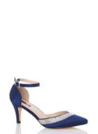 Dorothy Perkins *quiz Navy Satin Diamante Heels Shoes