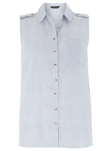 Dorothy Perkins Blue Striped Sleeveless Shirt
