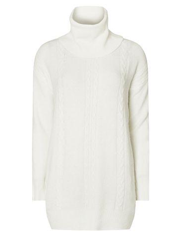 Dorothy Perkins Ivory Cowl Neck Cable Knitted Tunic