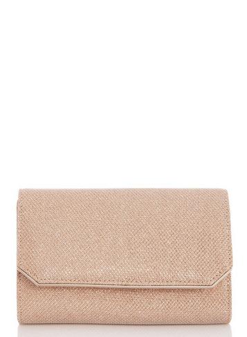 *quiz Rose Textured Shimmer Clutch Bag
