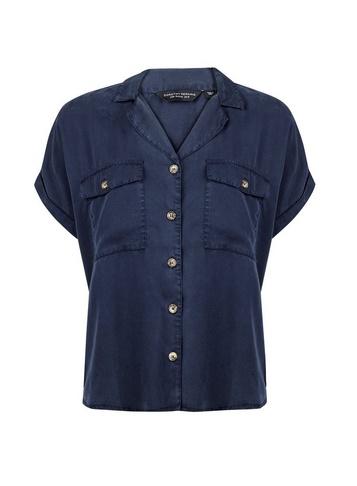 Dorothy Perkins Navy Tencel Short Sleeve Shirt