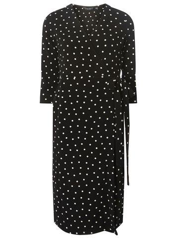 Dorothy Perkins Black And Ivory Spotted Wrap Dress