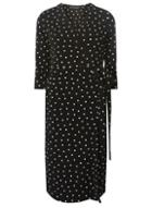 Dorothy Perkins Black And Ivory Spotted Wrap Dress