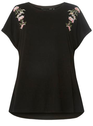 Dorothy Perkins *dp Curve Black Floral Embroidered T-shirt