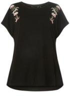 Dorothy Perkins *dp Curve Black Floral Embroidered T-shirt