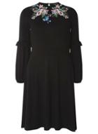 Dorothy Perkins Black Embroidery Detail Fit And Flare Dress