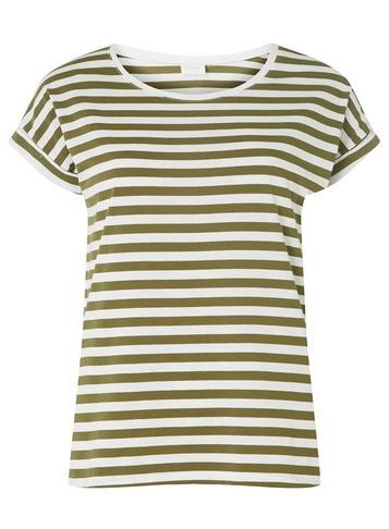 *vila Green And White Striped T-shirt