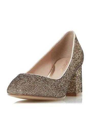 Dorothy Perkins *head Over Heels By Dune 'agnitha' Gold Mid Heel Shoes
