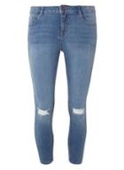 Dorothy Perkins Petite Mid Wash Rip Knee 'darcy' Jeans