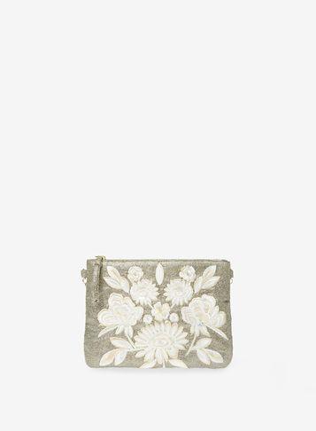 Dorothy Perkins White Embroidered Clutch Bag