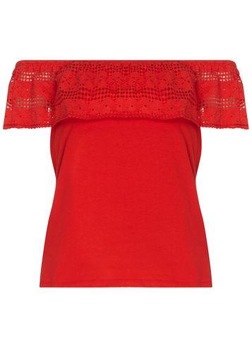 Dorothy Perkins Red Lace Ruffle Bardot Top