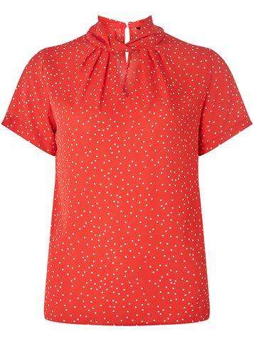 Dorothy Perkins Red Polka Dot Twist Neck Top
