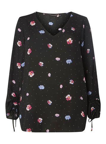 Dorothy Perkins Dp Curve Floral Gathered V-neck Blouse