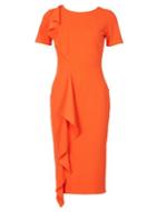 Dorothy Perkins *feverfish Orange Frill Crepe Bodycon Dress