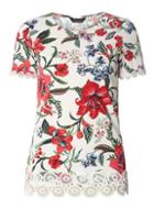 Dorothy Perkins Multi Coloured Floral Print Lace Trim T-shirt