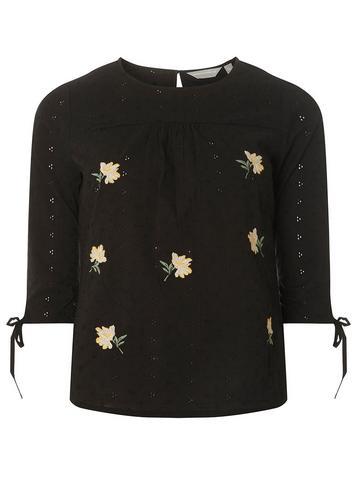 Dorothy Perkins Petite Black Embroidered Top