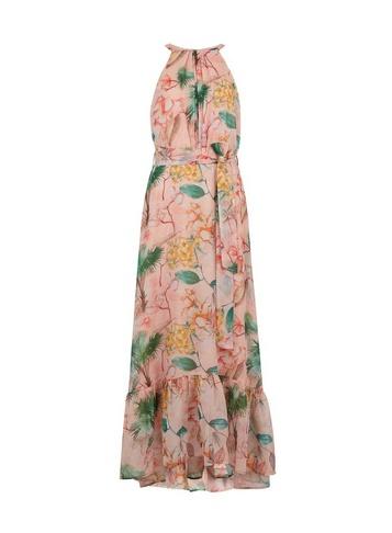 Dorothy Perkins *tall Pink Tropical Print Maxi Dress