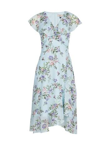 *billie & Blossom Petite Blue Floral Print Midi Skater Dress