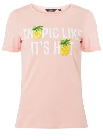 Dorothy Perkins Pink Tropic Like Its Hot Slogan T-shirt