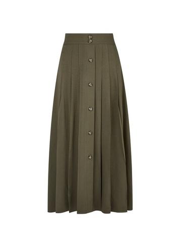 Dorothy Perkins Khaki Button Soft Plain Midi Skirt