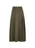 Dorothy Perkins Khaki Button Soft Plain Midi Skirt