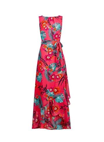 *billie & Blossom Tall Pink Tropical Print Ruffle Maxi Dress