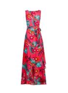 *billie & Blossom Tall Pink Tropical Print Ruffle Maxi Dress