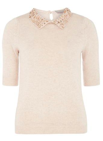 Dorothy Perkins Petite Blush Collar Jumper